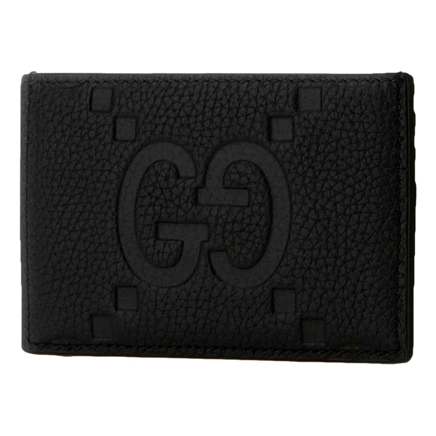 Gucci Jumbo GG Black Leather Card Holder Wallet Embossed Logo -   Shop Bags LLC 
