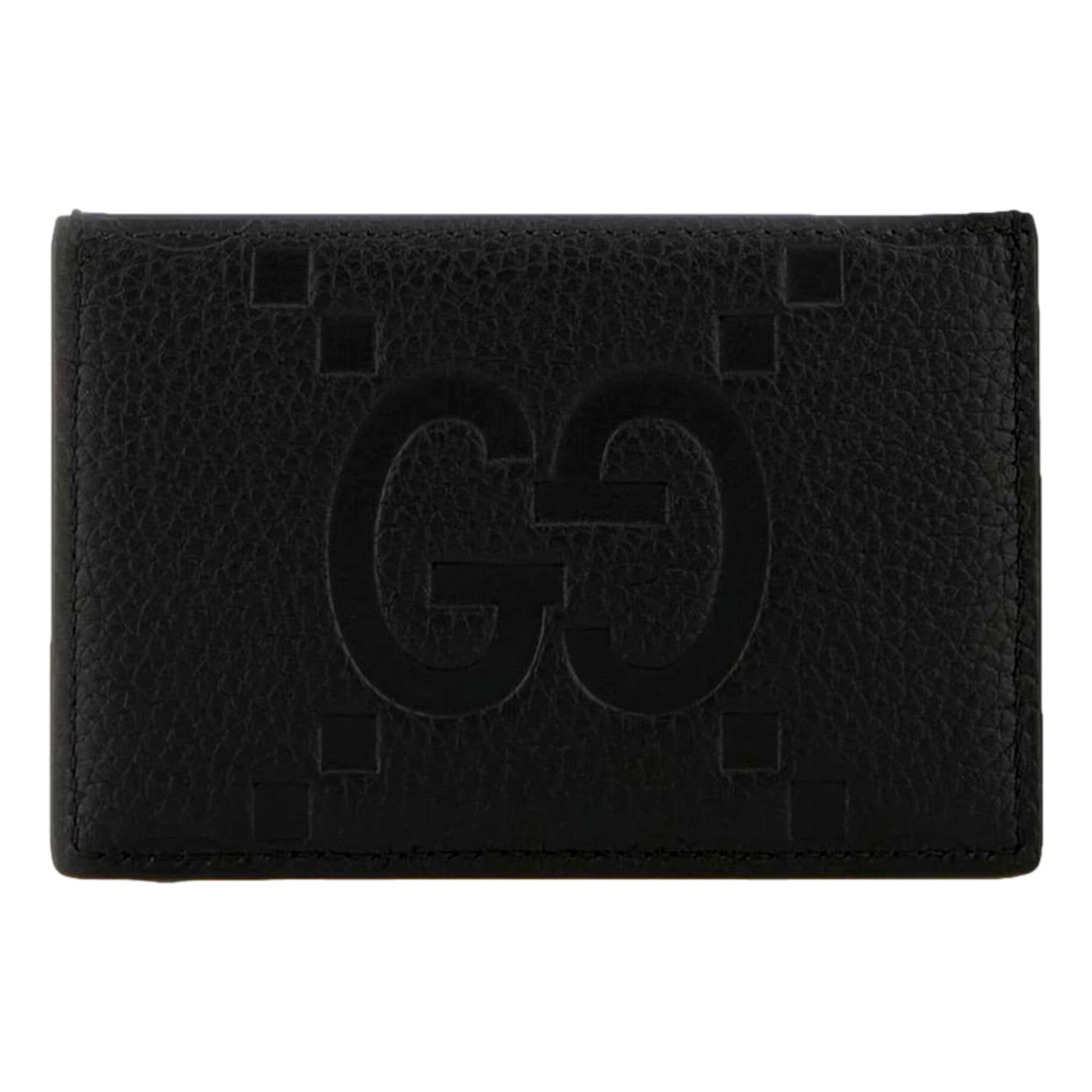 Gucci Jumbo GG Black Leather Card Holder Wallet Embossed Logo -   Shop Bags LLC 