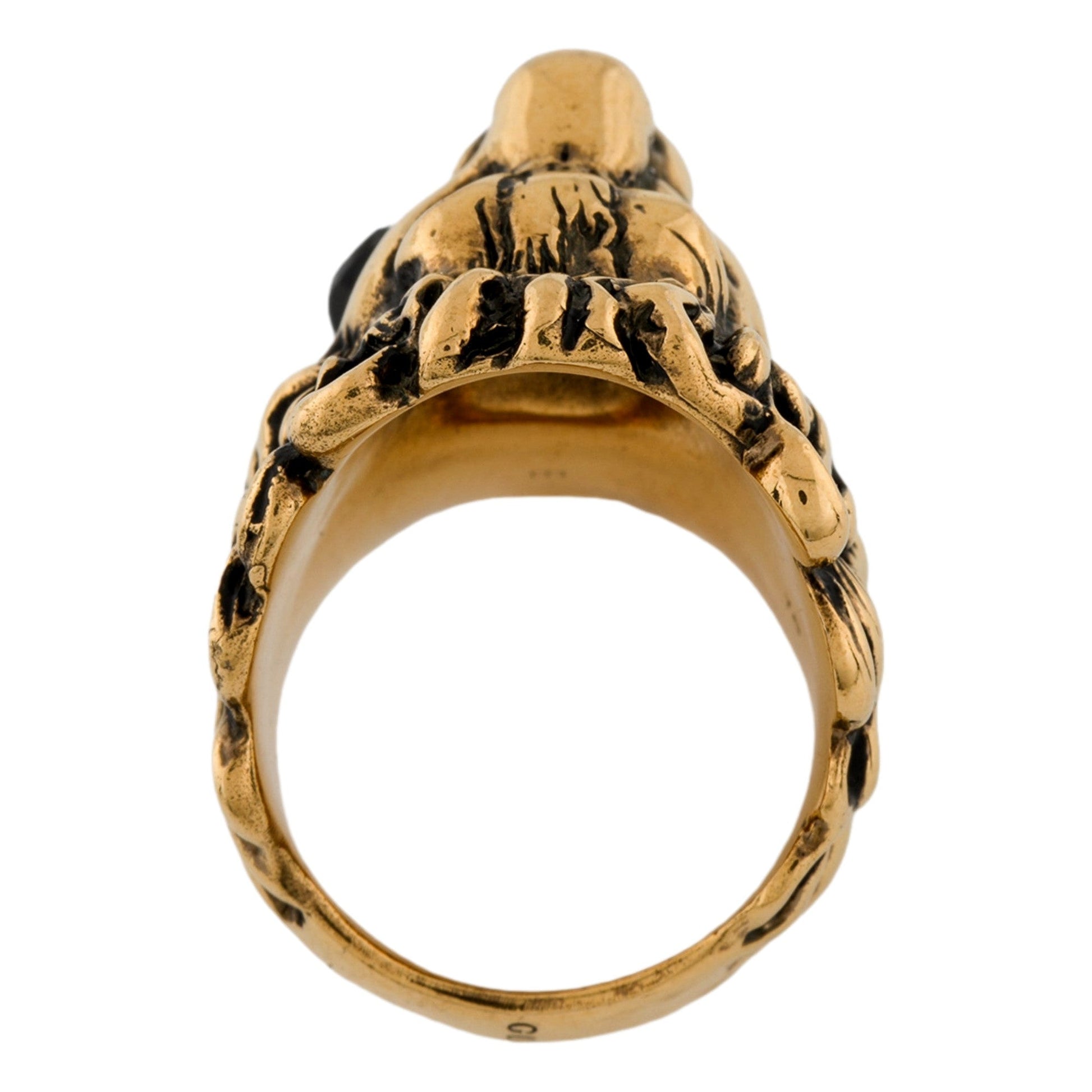 Gucci Lion Head King Ring: Aged Gold Brilliance with Crystal Elegance -   Shop Bags LLC