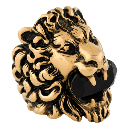 Gucci Lion Head King Ring: Aged Gold Brilliance with Crystal Elegance -   Shop Bags LLC