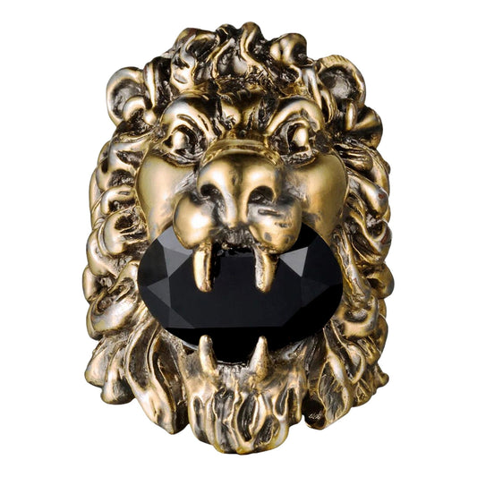 Gucci Lion Head King Ring: Aged Gold & Crystal Masterpiece - Size 13 -   Shop Bags LLC
