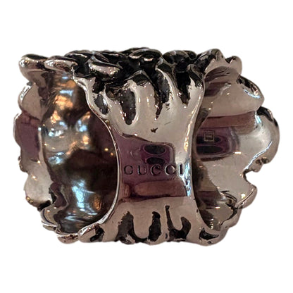 Gucci Lion Head Silver Ring with Pink Crystal - Bold & Elegant Style -   Shop Bags LLC