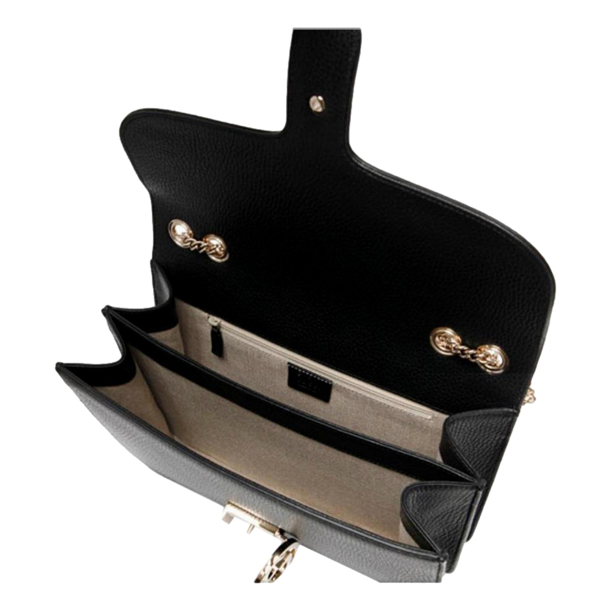 Gucci Marmont Black Leather Interlocking GG Gold Chain Strap Crossbody Handbag -   Shop Bags LLC