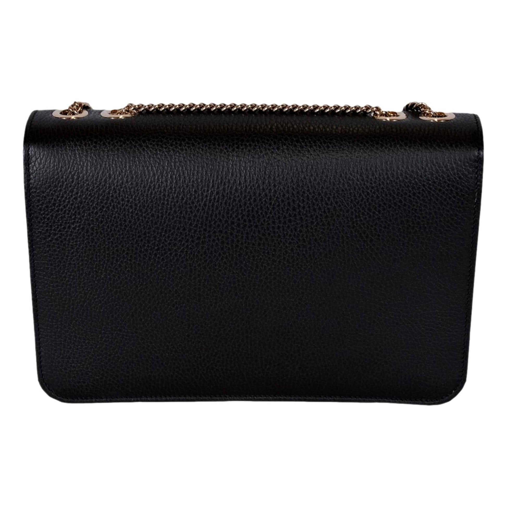 Gucci Marmont Black Leather Interlocking GG Gold Chain Strap Crossbody Handbag -   Shop Bags LLC