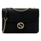 Gucci Marmont Black Leather Interlocking GG Gold Chain Strap Crossbody Handbag -   Shop Bags LLC