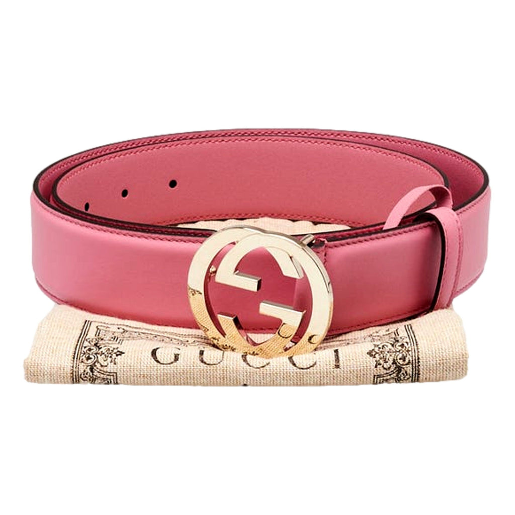 Gucci Marmont Interlocking GG Buckle Pink Leather Belt 80/32 Belt -   Shop Bags LLC