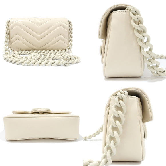 Gucci Marmont Leather Mini Monochrome White Belt Bag 80 - Luxury -   Shop Bags LLC 