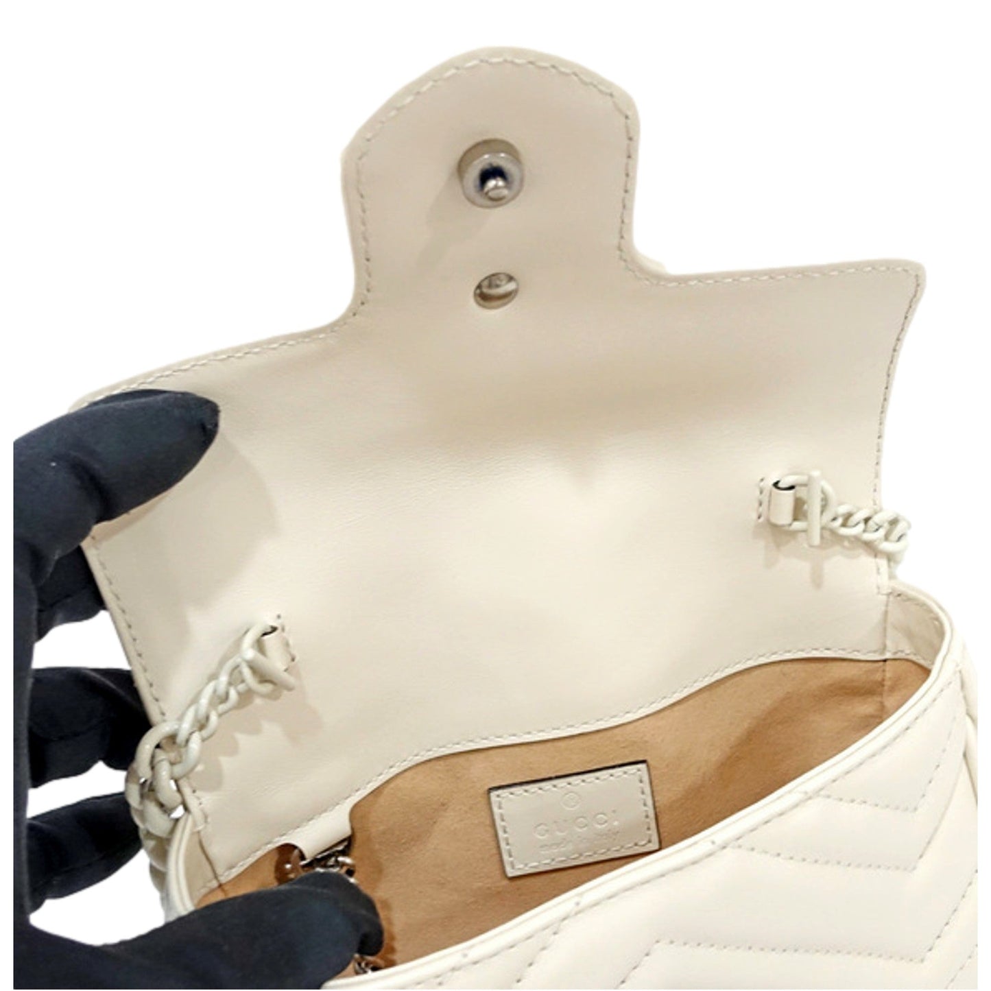 Gucci Marmont Leather Mini Monochrome White Belt Bag 80 - Luxury -   Shop Bags LLC 