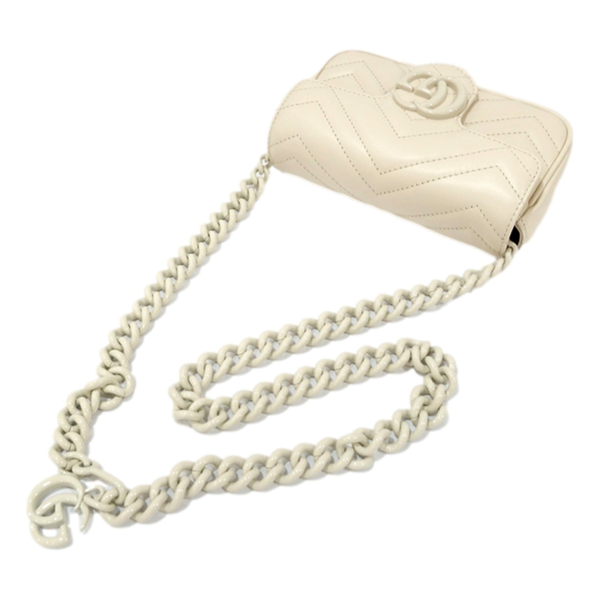 Gucci Marmont Leather Mini Monochrome White Belt Bag 80 - Luxury -   Shop Bags LLC 