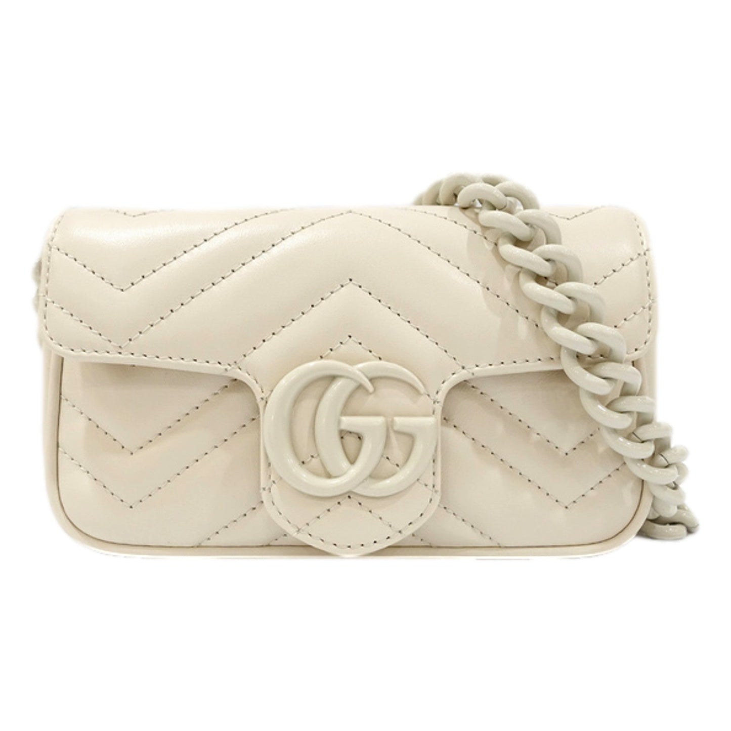Gucci Marmont Leather Mini Monochrome White Belt Bag 80 - Luxury -   Shop Bags LLC 