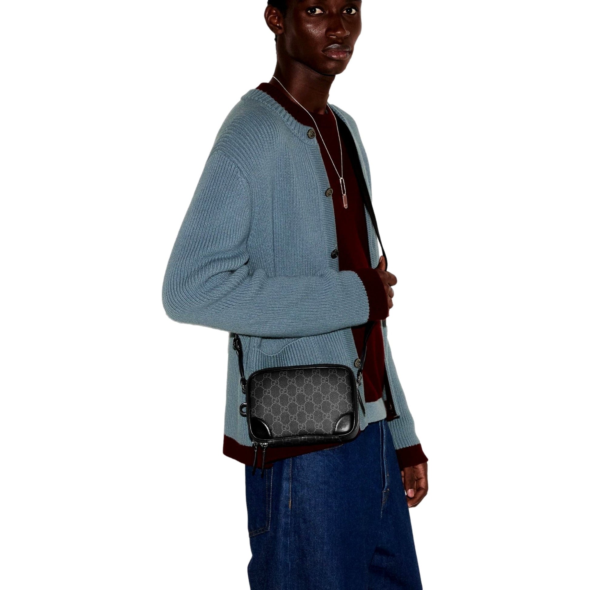 Gucci Men GG Dual-Compartment Crossbody Bag - Timeless Elegance -   Shop Bags LLC 
