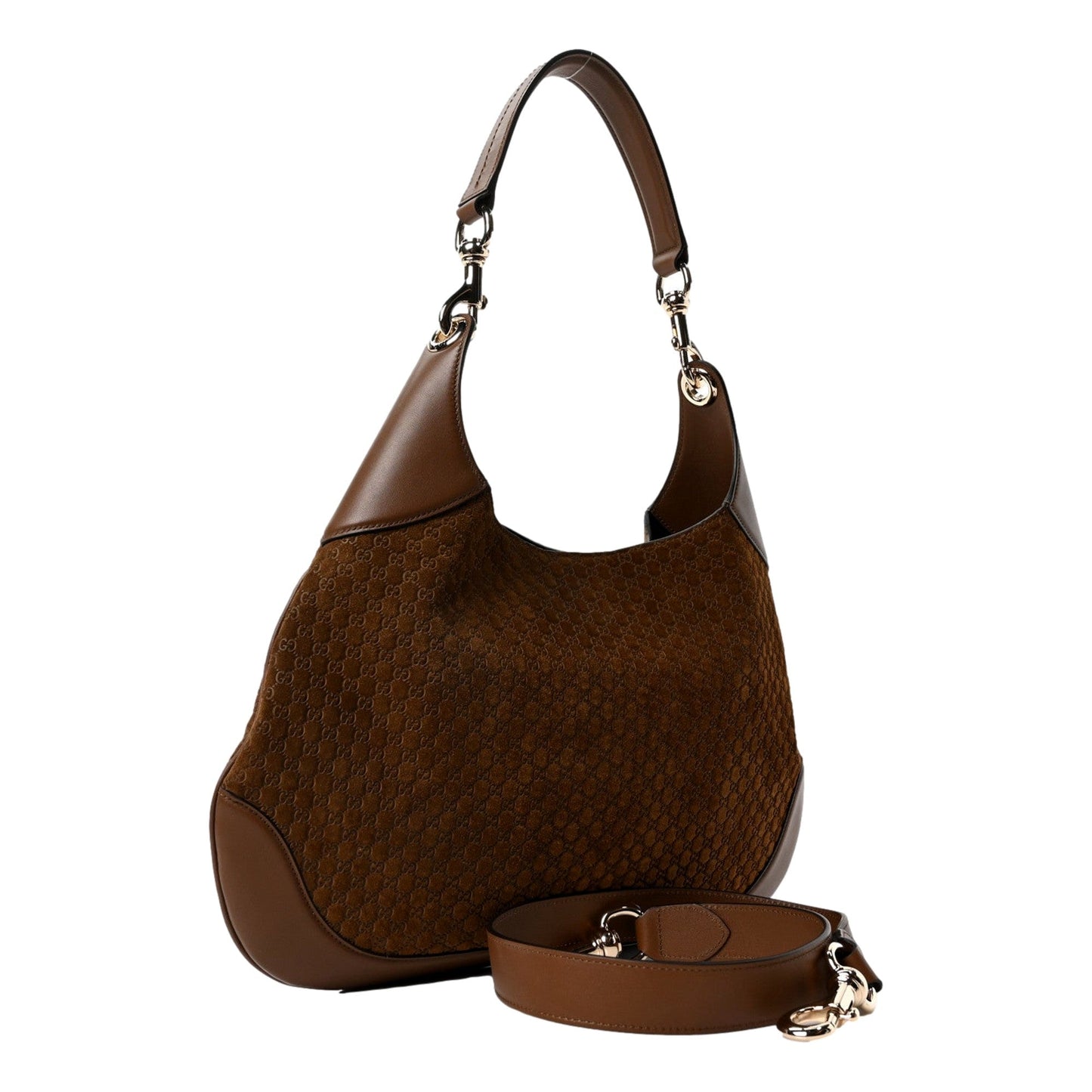 Gucci Men Suede Monogram Shoulder Bag - Brown Elegance -   Shop Bags LLC 