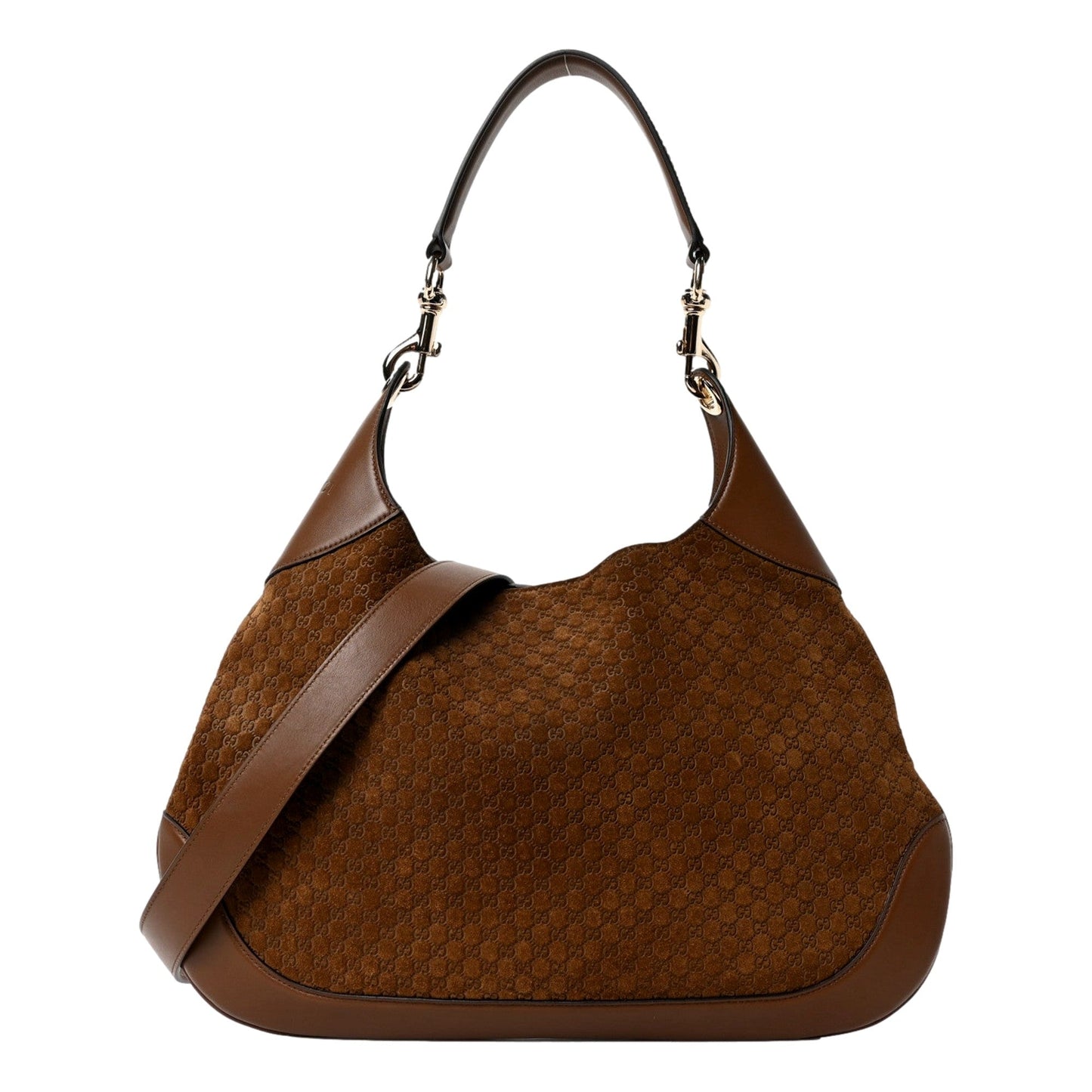 Gucci Men Suede Monogram Shoulder Bag - Brown Elegance -   Shop Bags LLC 