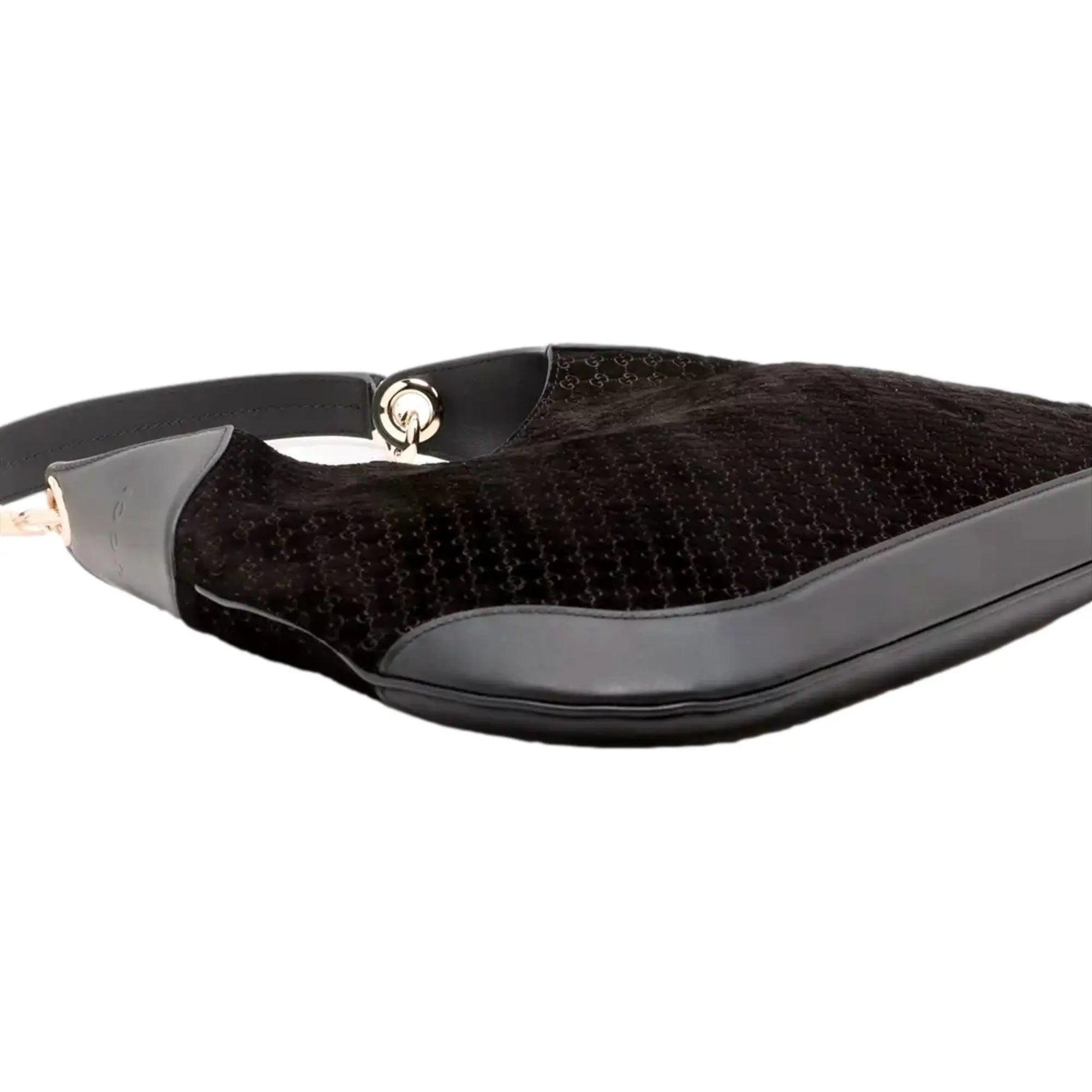 Gucci Micro GG B Medium Shoulder Bag Black Suede and Leather -   Shop Bags LLC 