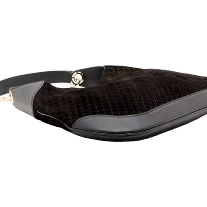 Gucci Micro GG B Medium Shoulder Bag Black Suede and Leather -   Shop Bags LLC 