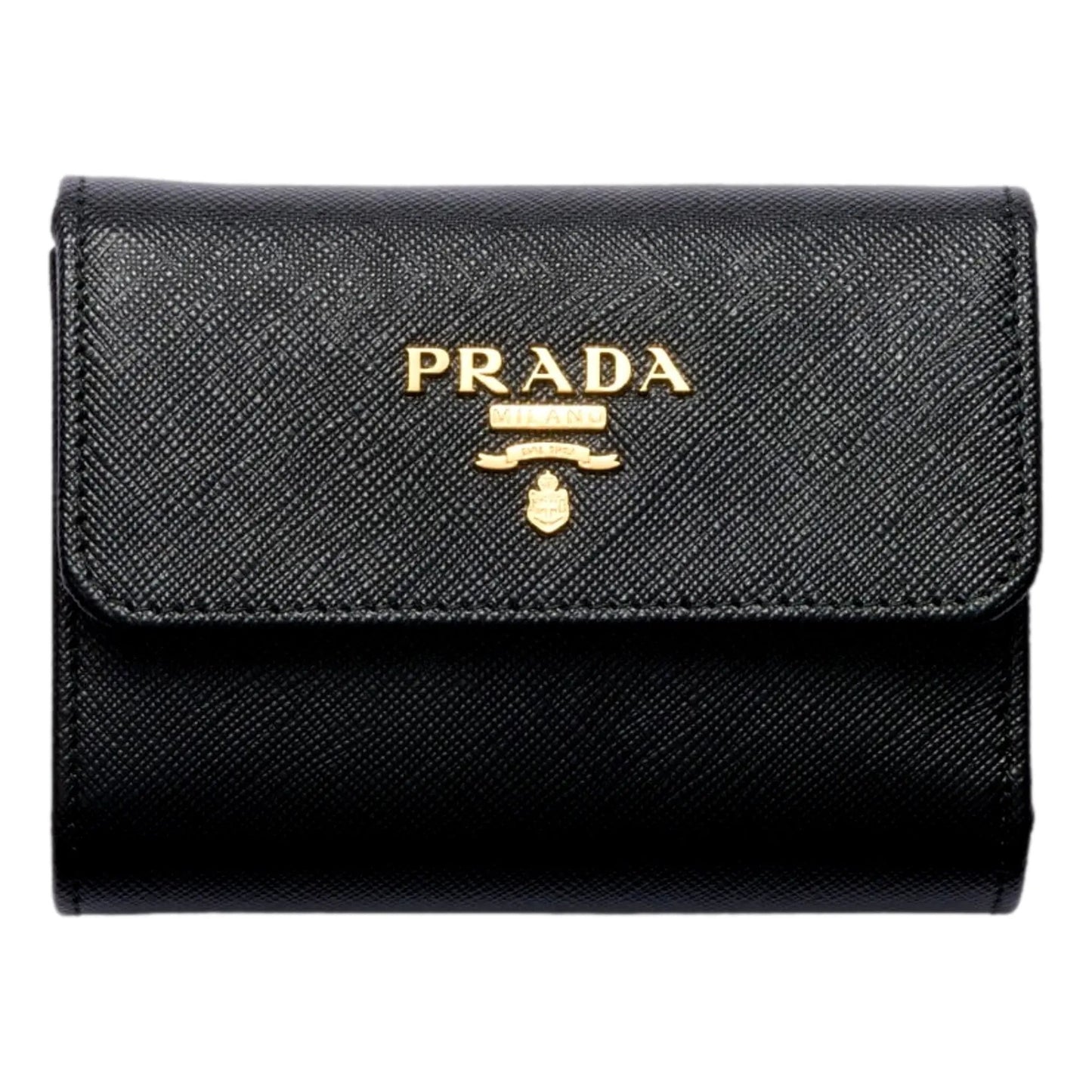 Prada Saffiano Leather Black Hibiscus Multicolor Trifold Coin Zipper Card Snap Wallet -   Shop Bags LLC 