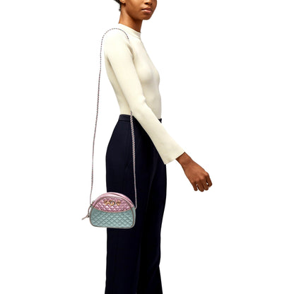 Gucci Mini Zumi Quilted Nappa Trapuntata Metallic Dome Crossbody Bag Pink and Blue -   Shop Bags LLC 