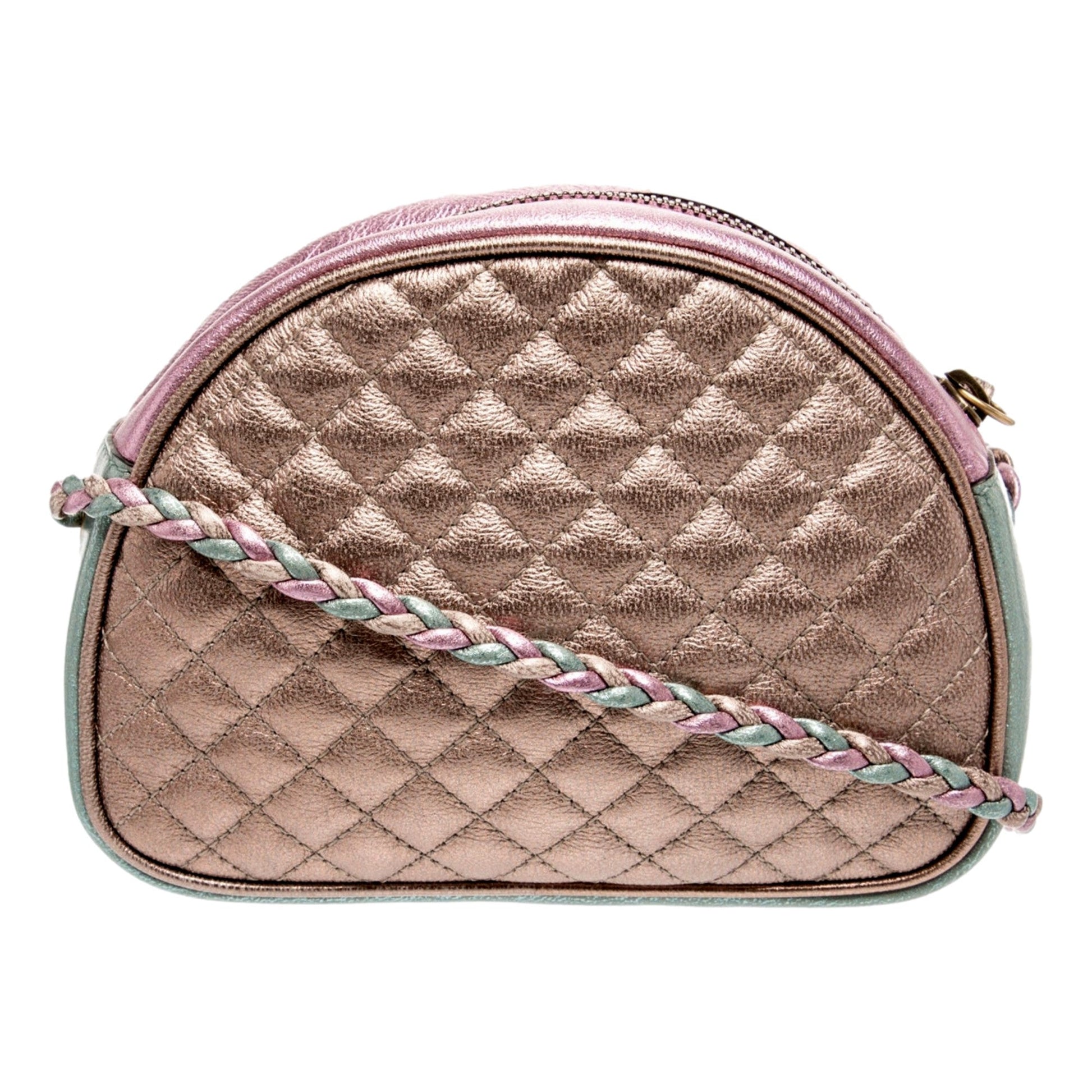 Gucci Mini Zumi Quilted Nappa Trapuntata Metallic Dome Crossbody Bag Pink and Blue -   Shop Bags LLC 