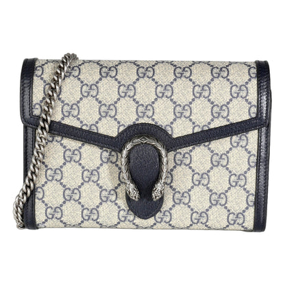 Gucci Navy GG Supreme Canvas Mini Dionysus Chain Wallet -   Shop Bags LLC