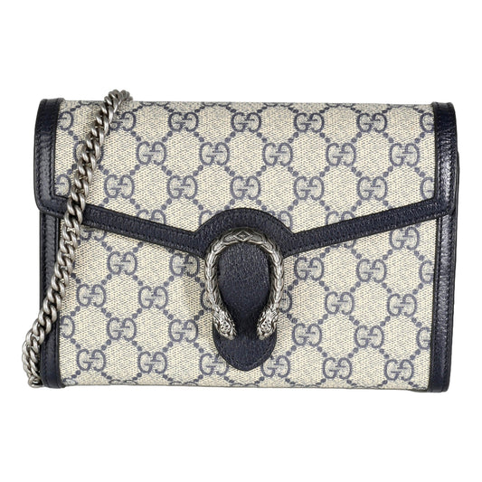 Gucci Navy GG Supreme Canvas Mini Dionysus Chain Wallet -   Shop Bags LLC