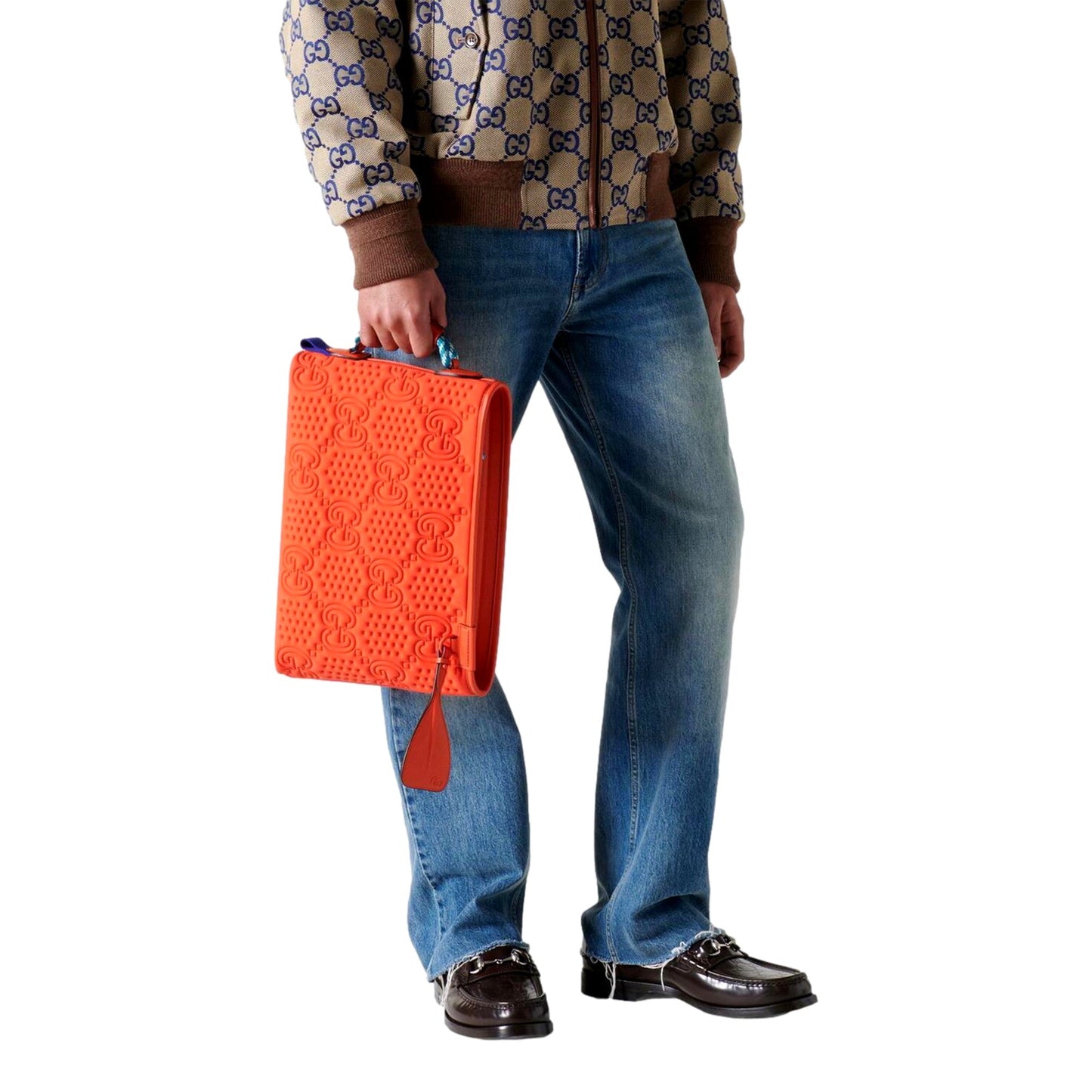 Gucci Off The Grid GG Embossed Orange Rubber Pouch Clutch Bag -   Shop Bags LLC 