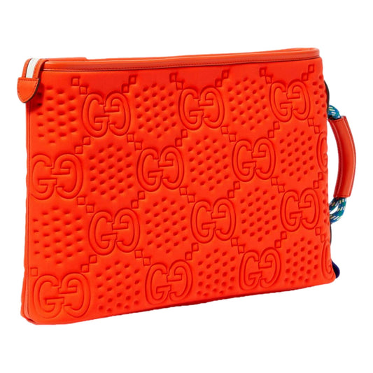 Gucci Off The Grid GG Embossed Orange Rubber Pouch Clutch Bag -   Shop Bags LLC 
