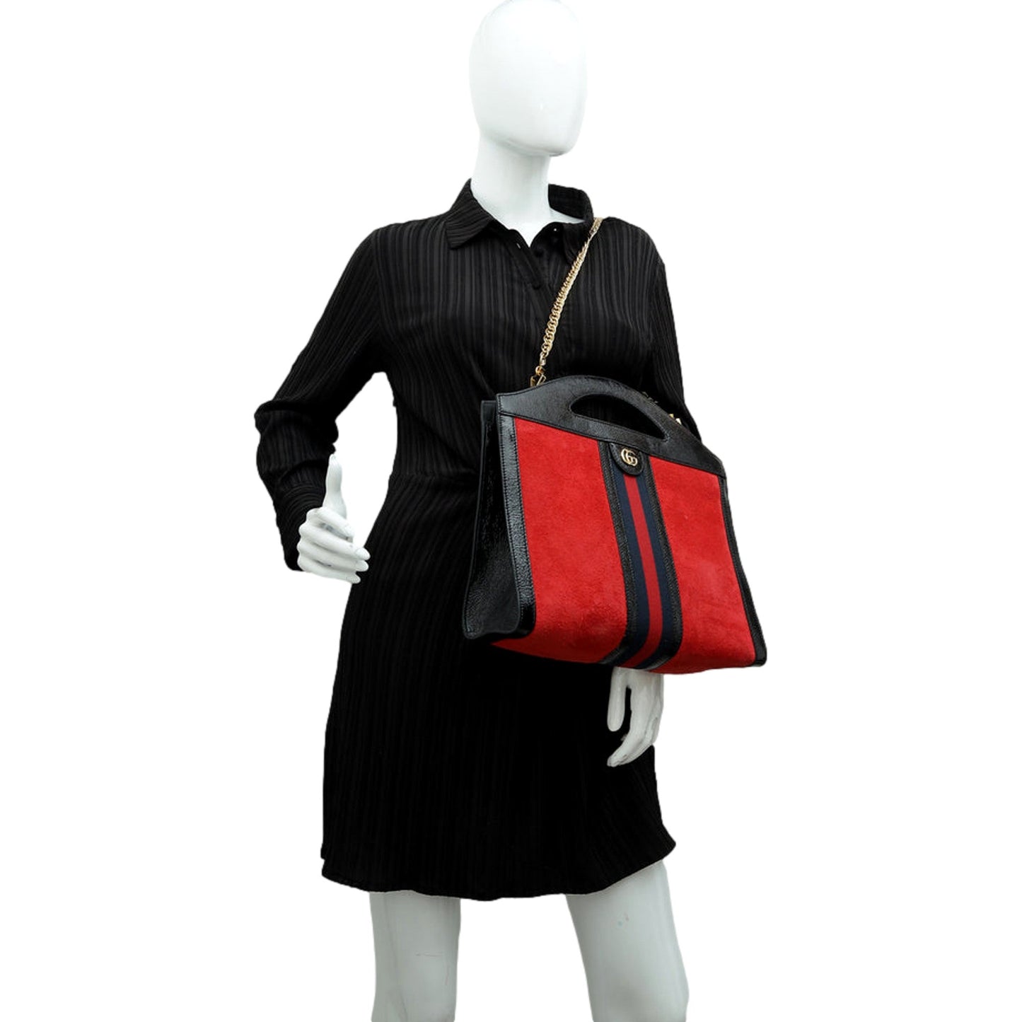 Gucci Ophidia Bicolor Red Suede Black Leather Slip Handle Tote Bag -   Shop Bags LLC 