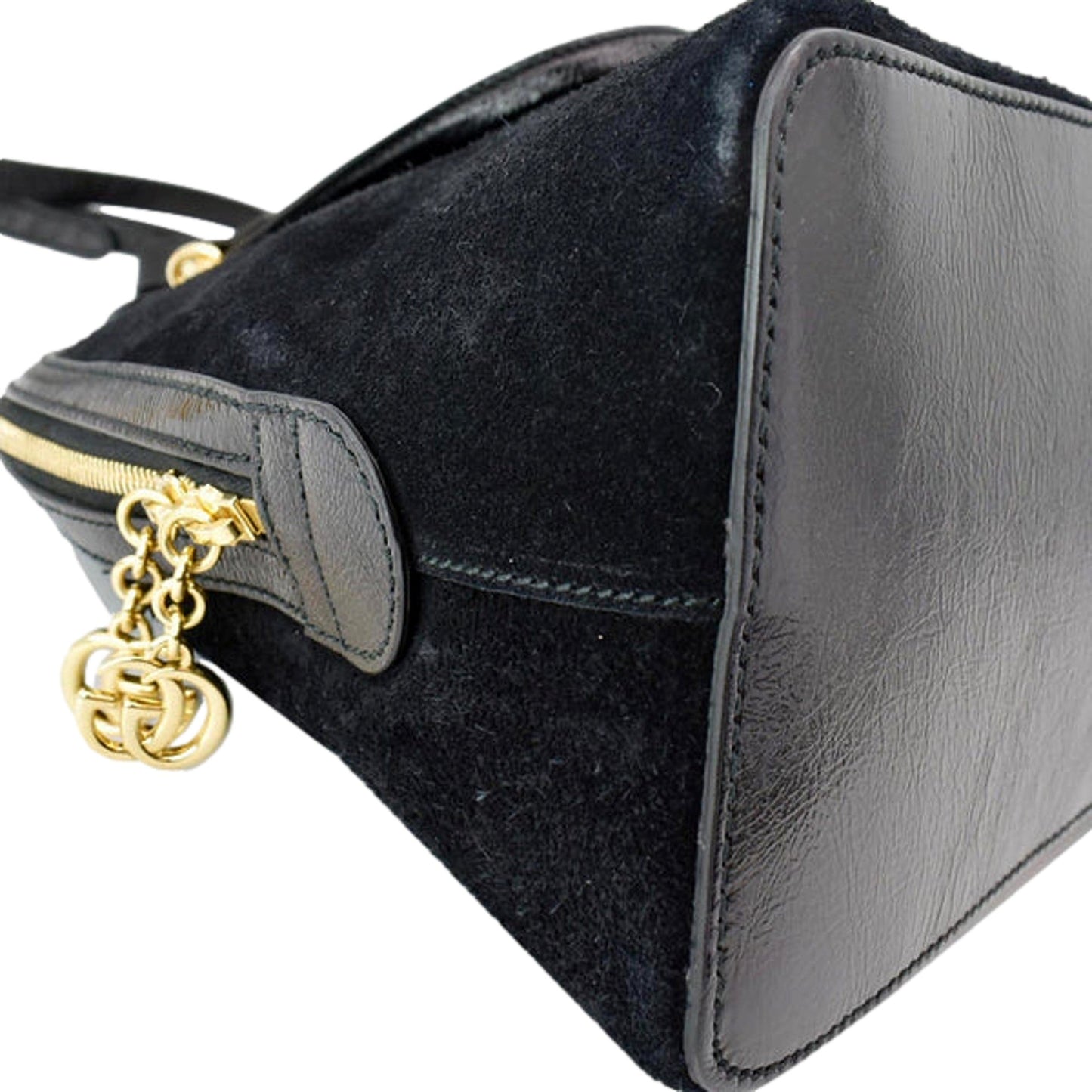 Gucci Ophidia Dome Black Suede Web Stripe Top Handle Satchel -   Shop Bags LLC 