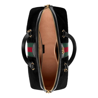 Gucci Ophidia Dome Black Suede Web Stripe Top Handle Satchel -   Shop Bags LLC 