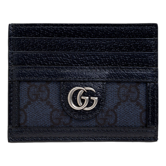Gucci Ophidia GG Canvas Leather Navy Card Case - Timeless Luxury