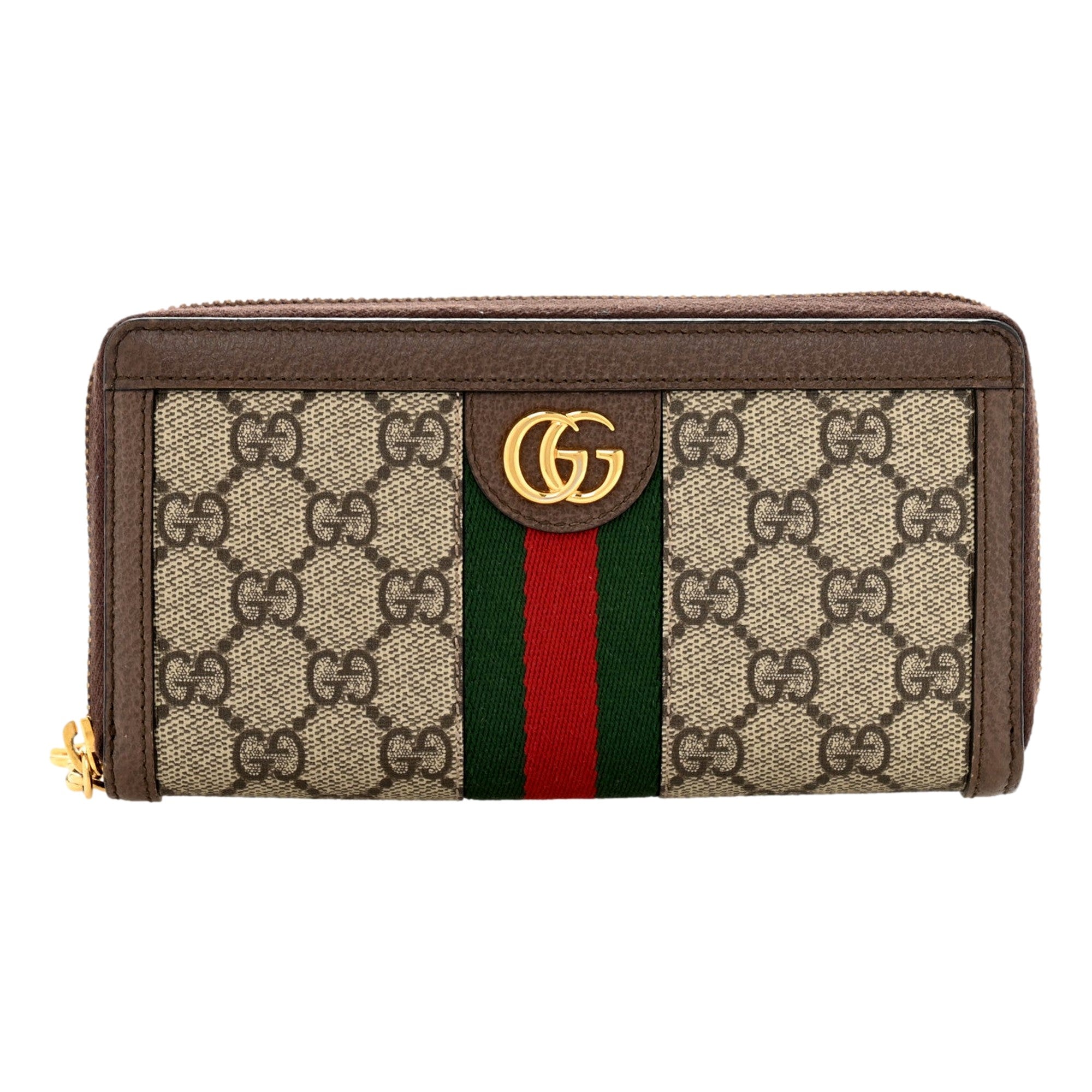 Gucci Ophidia GG Supreme Canvas Leather Webstripe Zip Around Wallet -   Shop Bags LLC