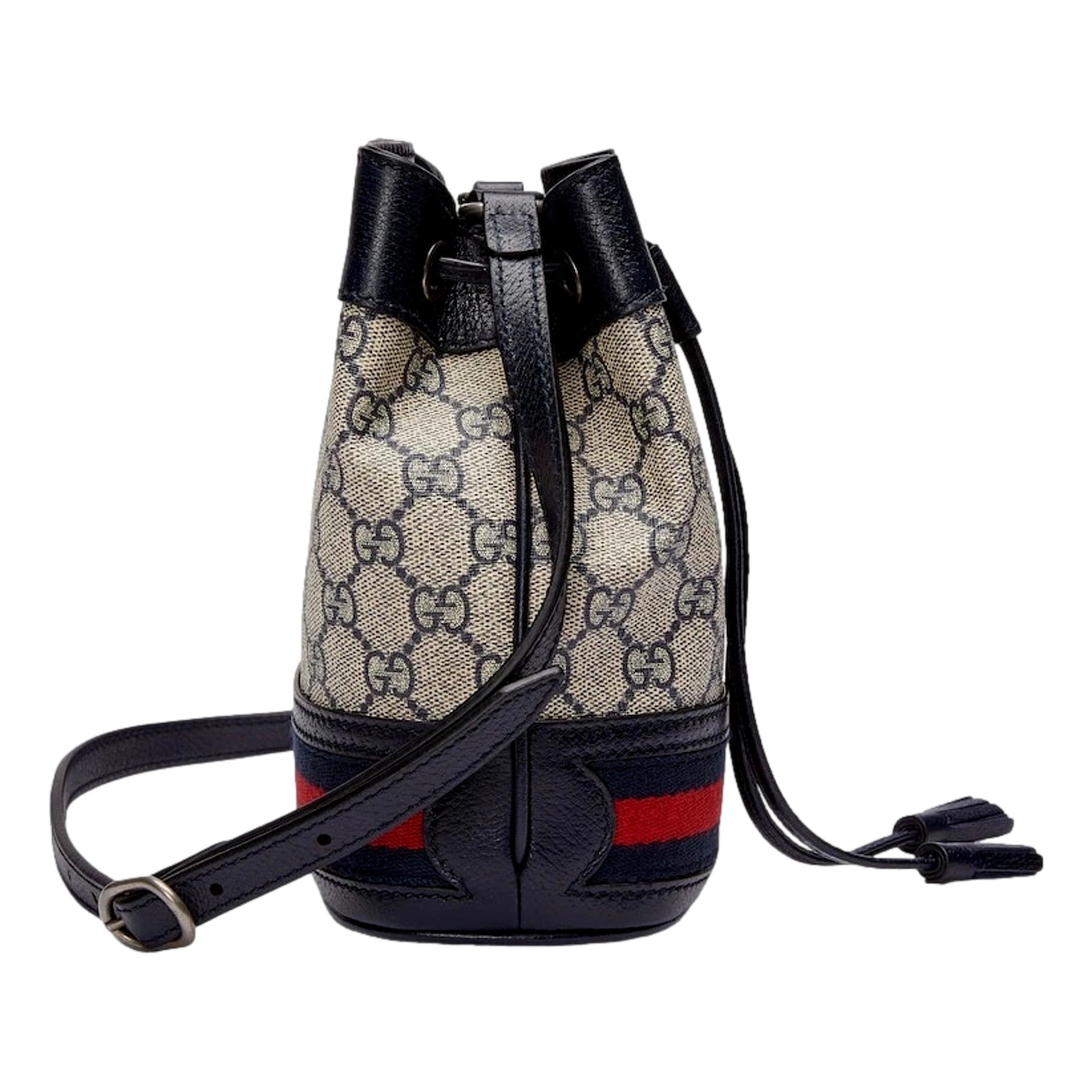 Gucci Ophidia Mini Beige And Blue GG Canvas Bucket Bag -   Shop Bags LLC
