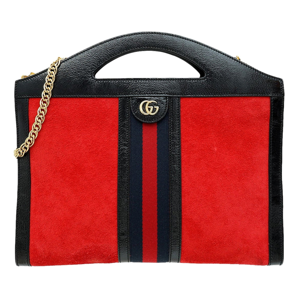Gucci Ophidia Red Suede Tote Bag Durable with Gold Accent
