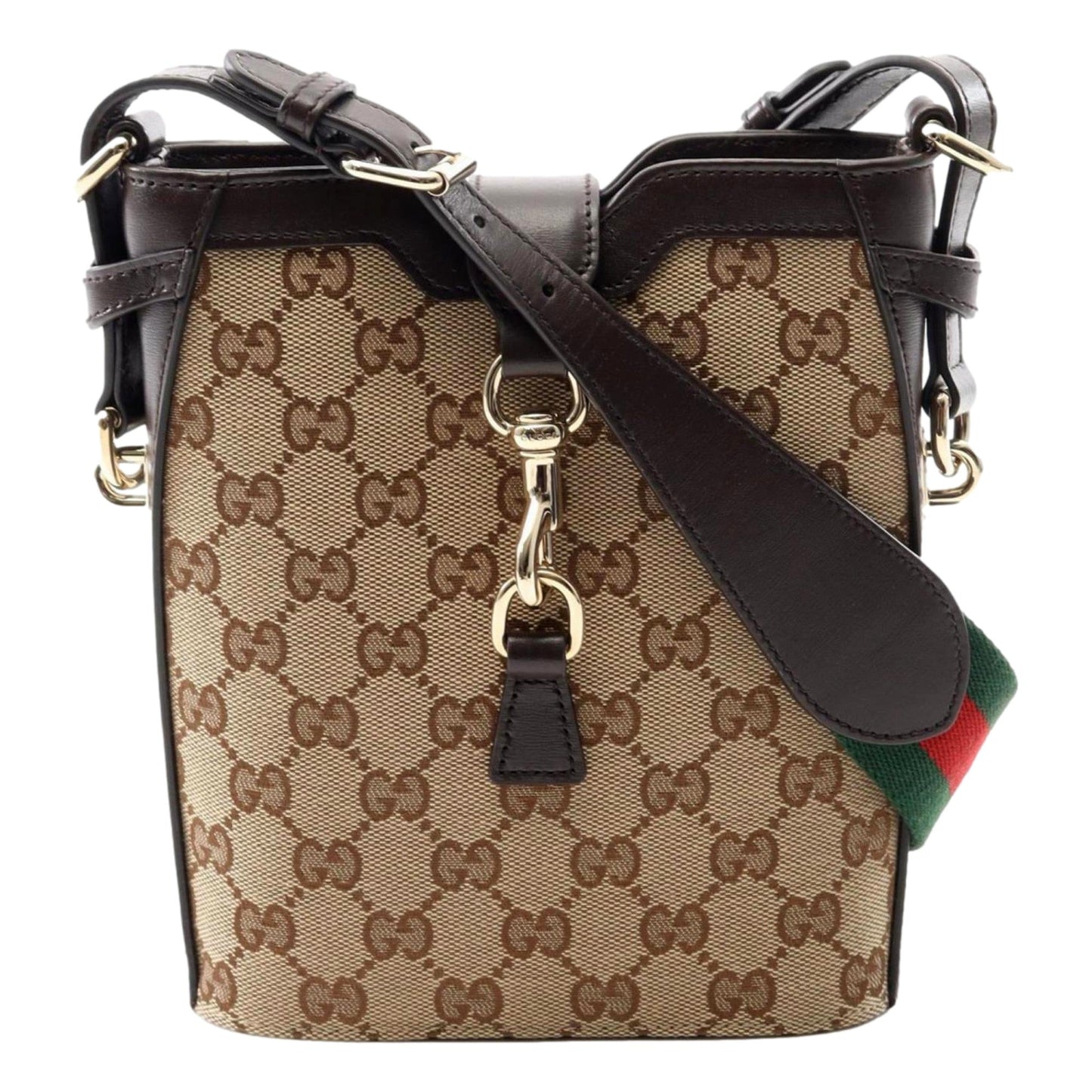 Gucci Original GG Canvas Beige Brown Webstripe Mini Bucket Bag -   Shop Bags LLC