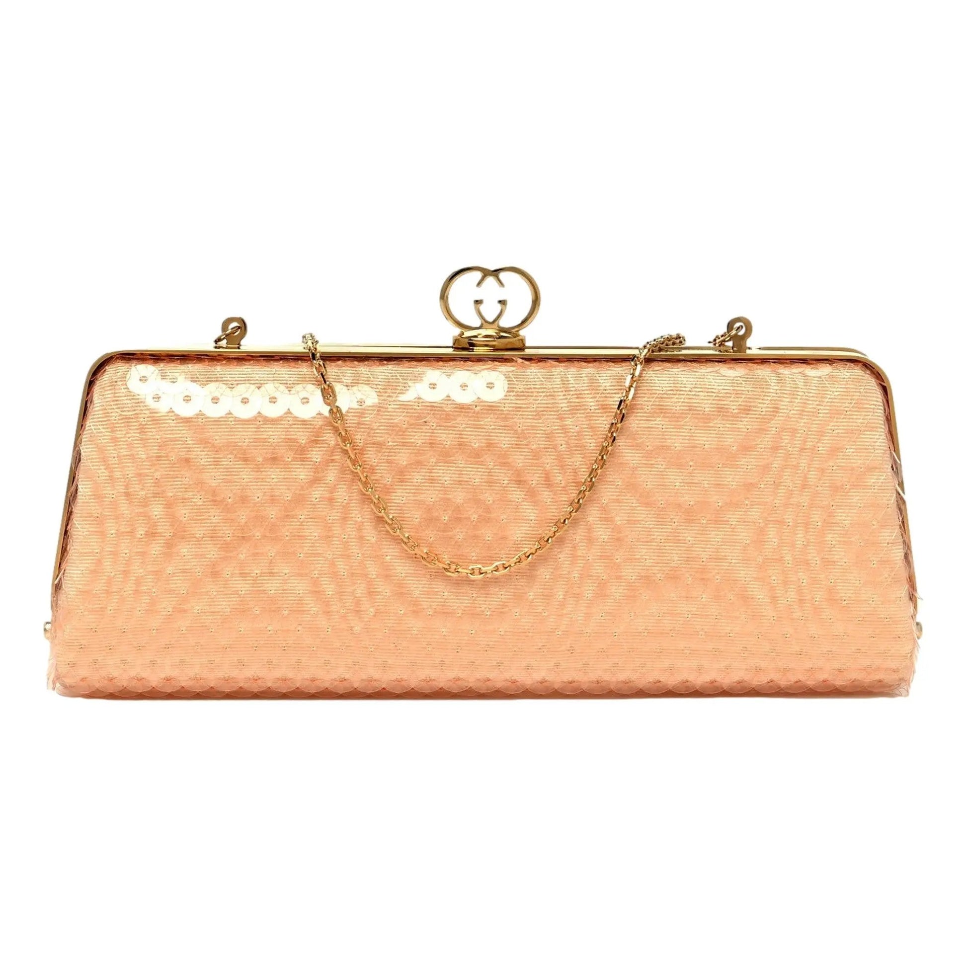 Gucci Peach Sequin Clutch: Elegance and Style in Every Detail -   Shop Bags LLC