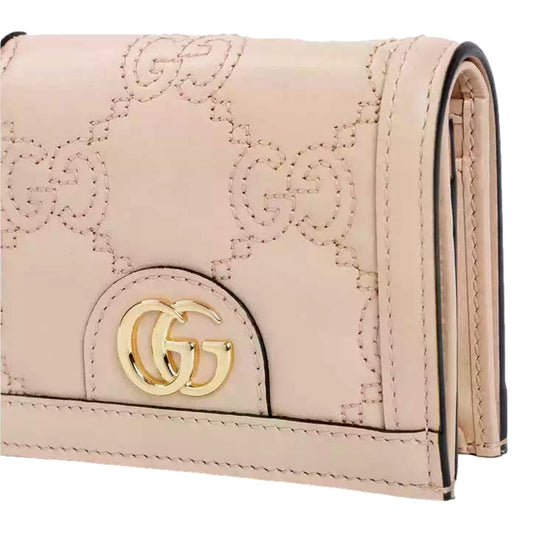 Gucci Pink Sand Fashion Luxury GG Matelassé Card Case Wallet