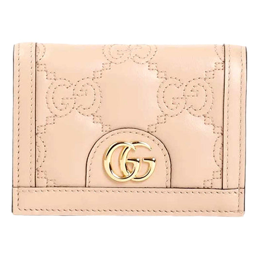Gucci Pink Sand Fashion Luxury GG Matelassé Card Case Wallet