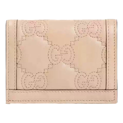 Gucci GG Matelasse Pink Sand Leather Card Case Wallet -   Shop Bags LLC 