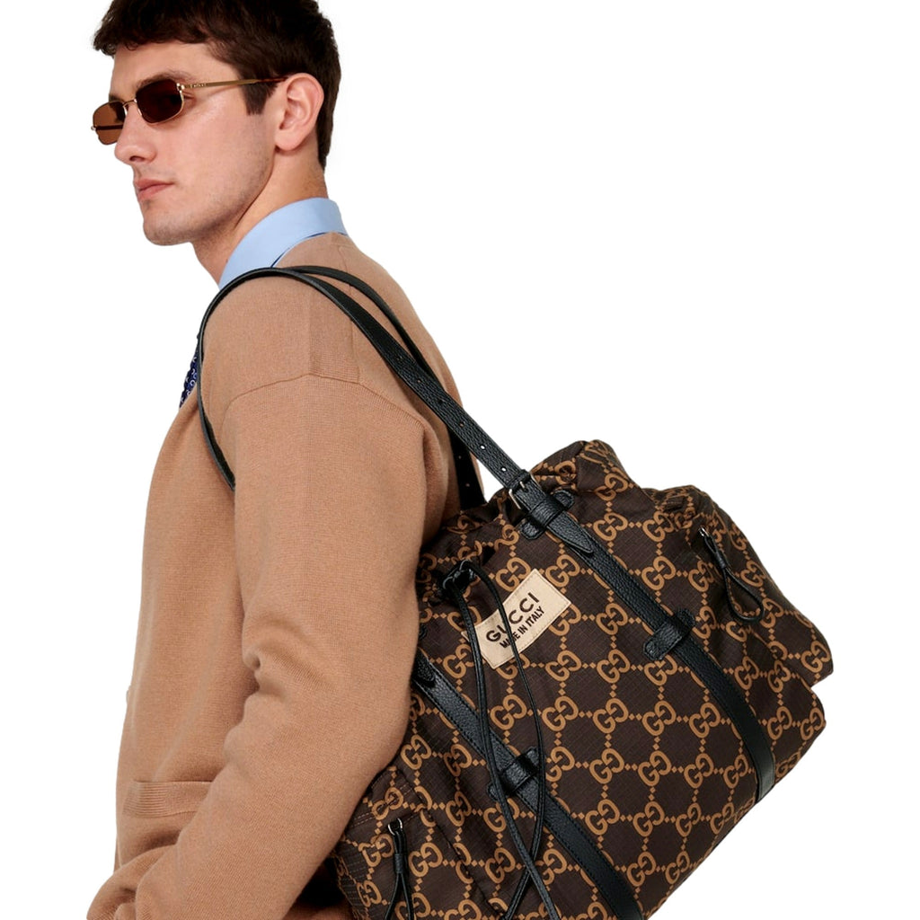 Gucci Ripstop Brown Beige GG Tote Bag - Luxury & Utility Combined -   Shop Bags LLC 