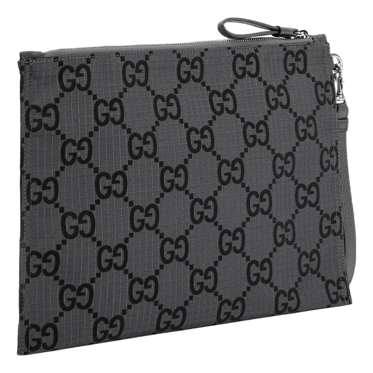 Gucci Ripstop Canvas Jumbo GG Large Clutch Wristlet Gray Black -   Shop Bags LLC 
