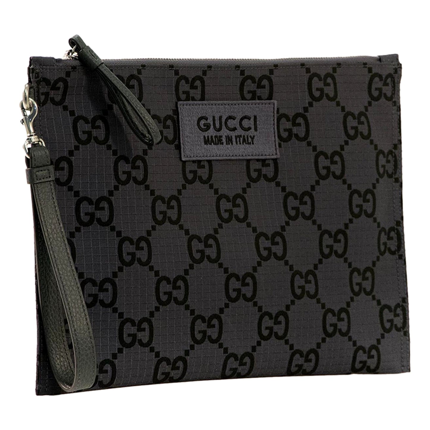 Gucci Ripstop Canvas Jumbo GG Large Clutch Wristlet Gray Black -   Shop Bags LLC 
