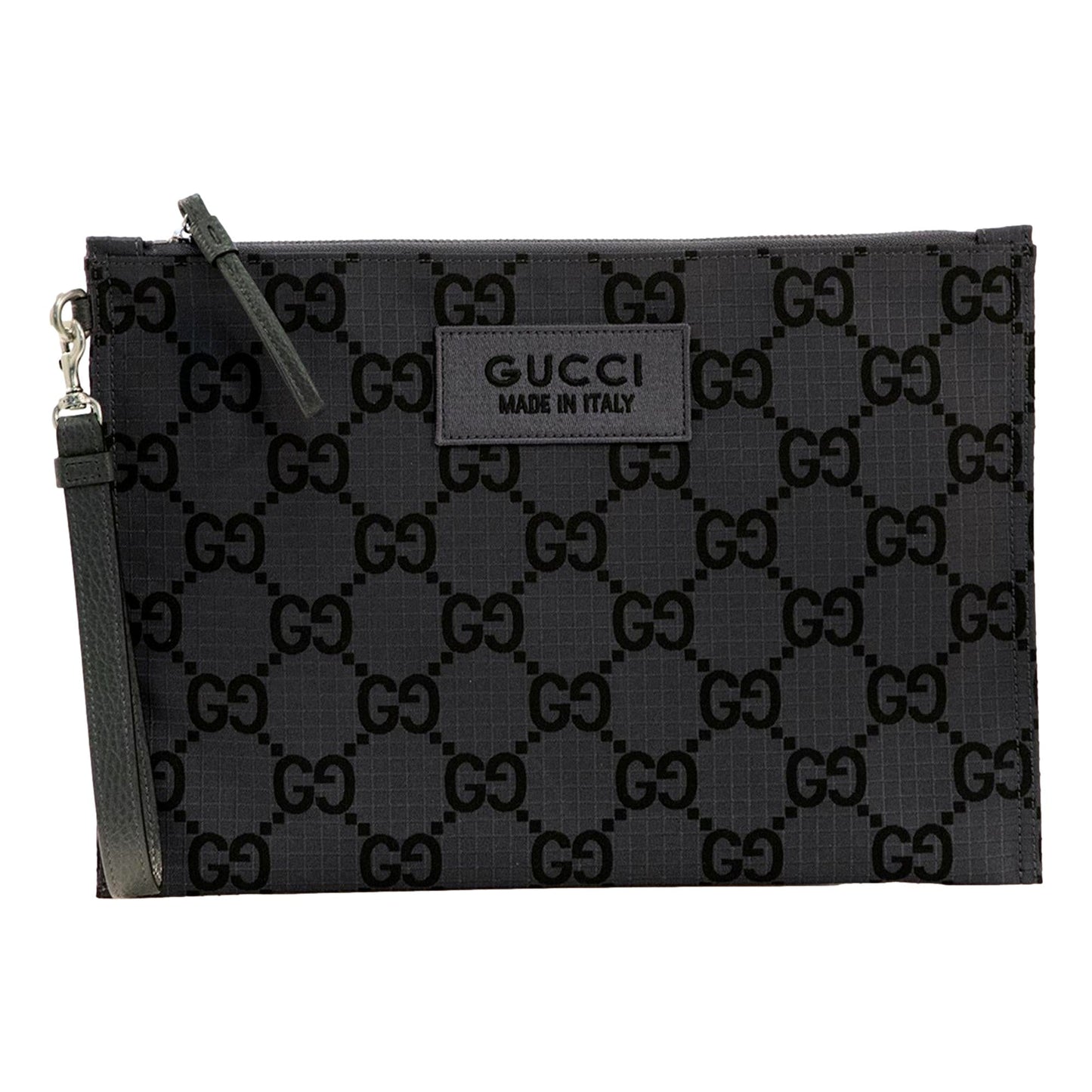 Gucci Ripstop Canvas Jumbo GG Large Clutch Wristlet Gray Black -   Shop Bags LLC 