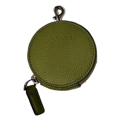Gucci Round Coin Case Keychain: Luxury Lime Green Leather Pouch