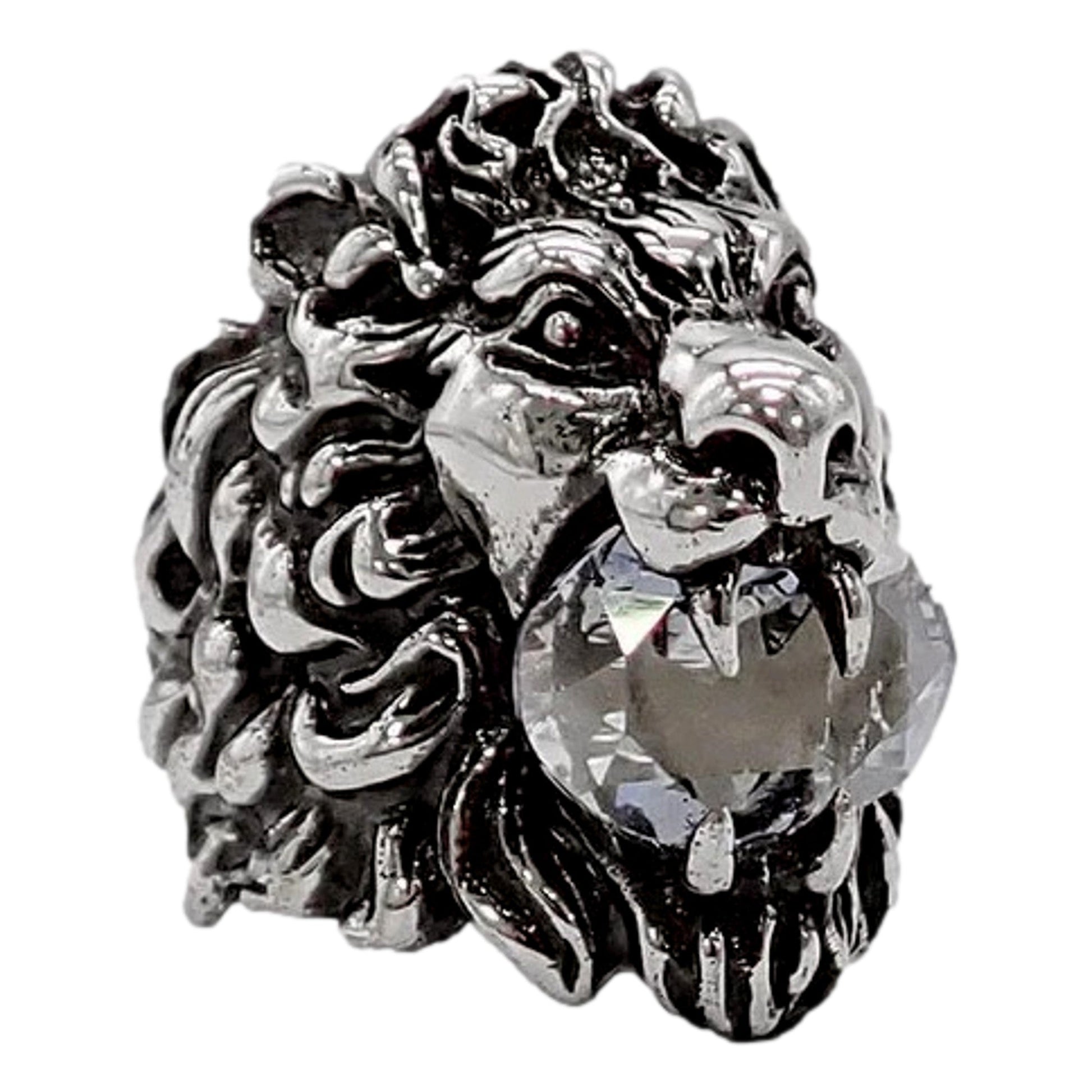 Gucci Silver Lion Head Ring with Crystal - Bold Style, Luxury Elegance -   Shop Bags LLC