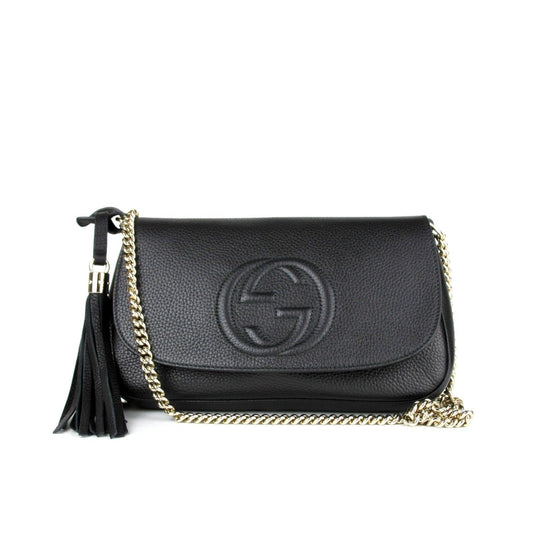 Gucci Soho Disco GG Bag - Elegant Black Leather Crossbody Bag -   Shop Bags LLC