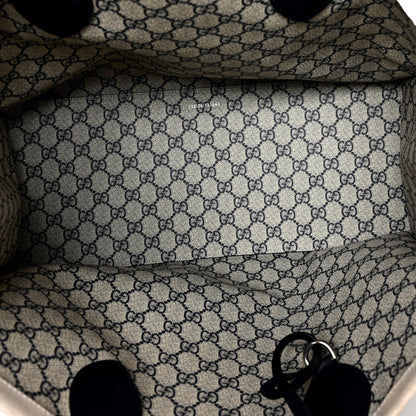 Gucci Supreme Canvas Beige Calfskin Logo Print Large Tote Bag Navy Multicolor -   Shop Bags LLC