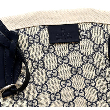 Gucci Supreme Canvas Beige Calfskin Logo Print Large Tote Bag Navy Multicolor -   Shop Bags LLC