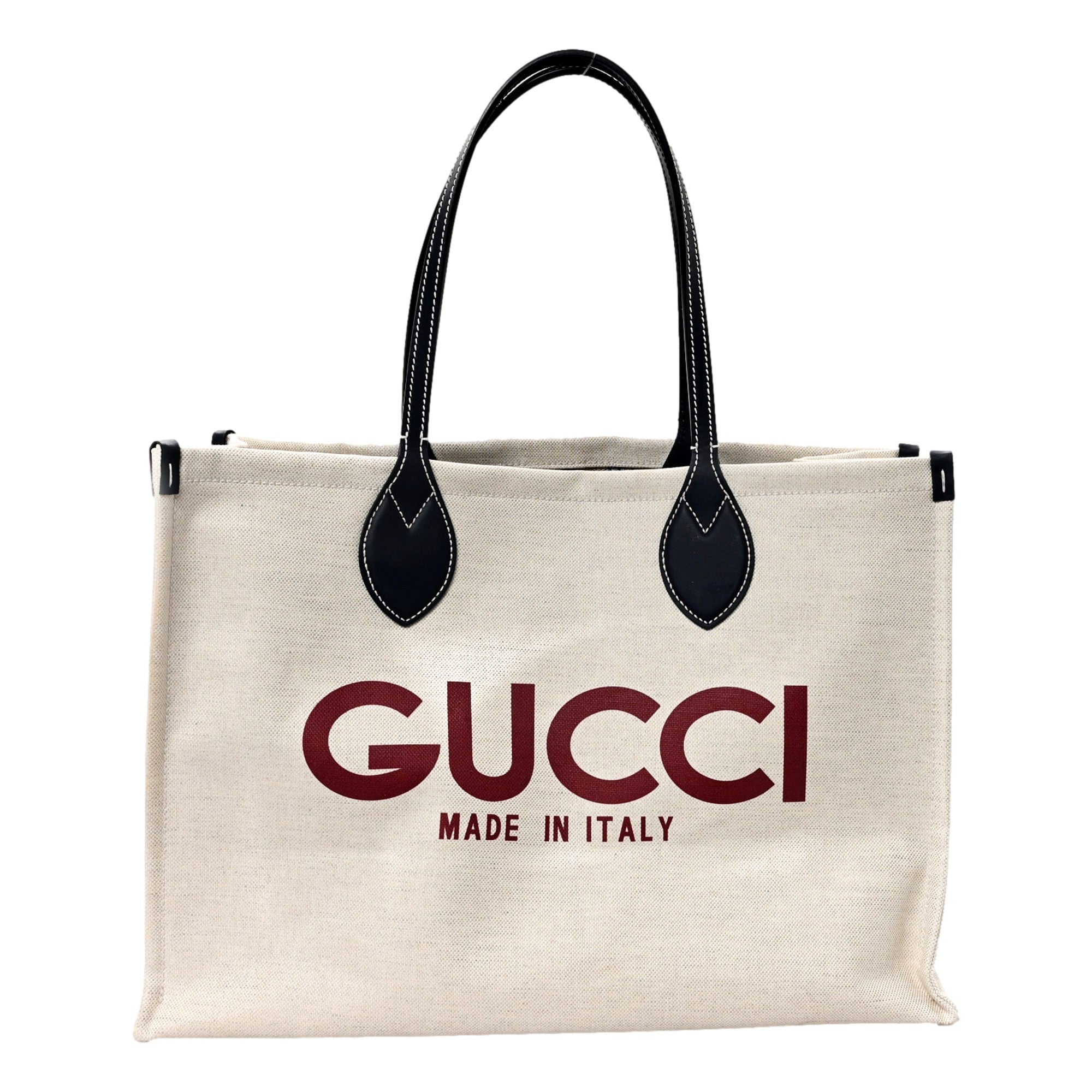 Gucci Supreme Canvas Beige Calfskin Logo Print Large Tote Bag Navy Multicolor -   Shop Bags LLC