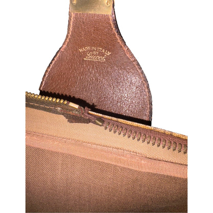 Gucci Vintage GG Monogram Canvas Travel Suitcase with Web Stripe and Leather Trim -   Shop Bags LLC 