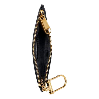 Gucci Zip Key Case Black Leather Card Holder Gold Logo Script -   Shop Bags LLC 